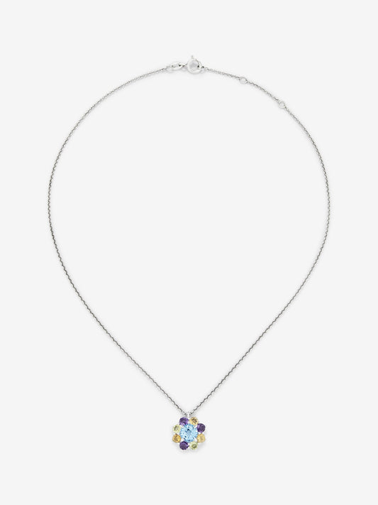 Colgante de plata 925 con topacios, amatistas, cuarzos y peridotos en talla brillante