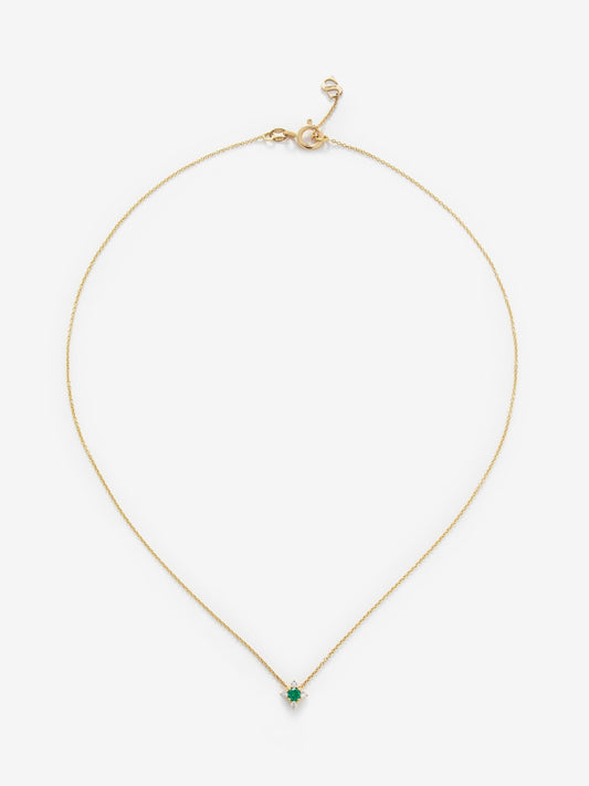 Colgante cadena flor de oro amarillo de 18K con esmeralda y diamantes