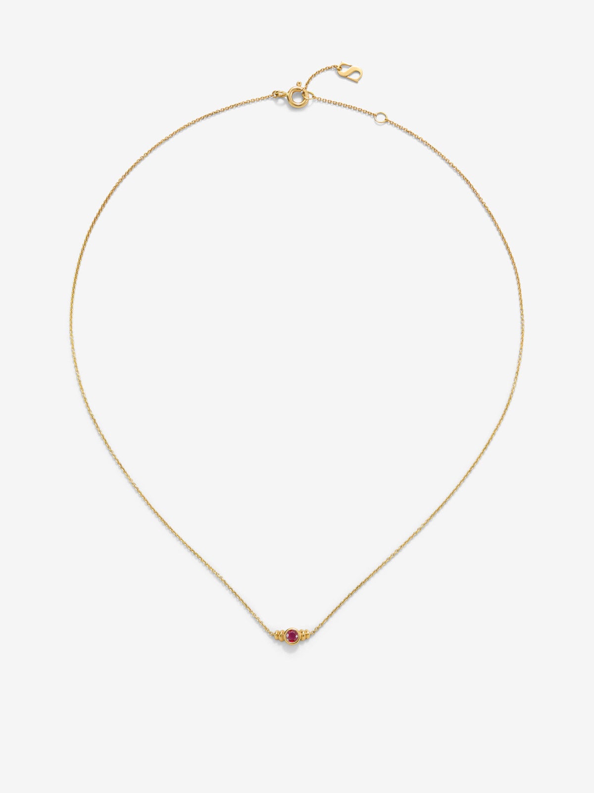 Colgante de oro amarillo de 18K con rubí rojo en talla brillante de 0,1 cts