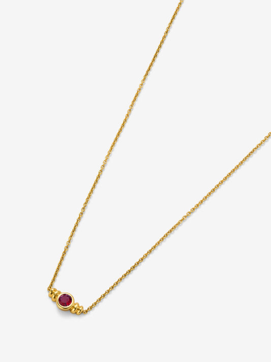 Colgante de oro amarillo de 18K con rubí rojo en talla brillante de 0,1 cts