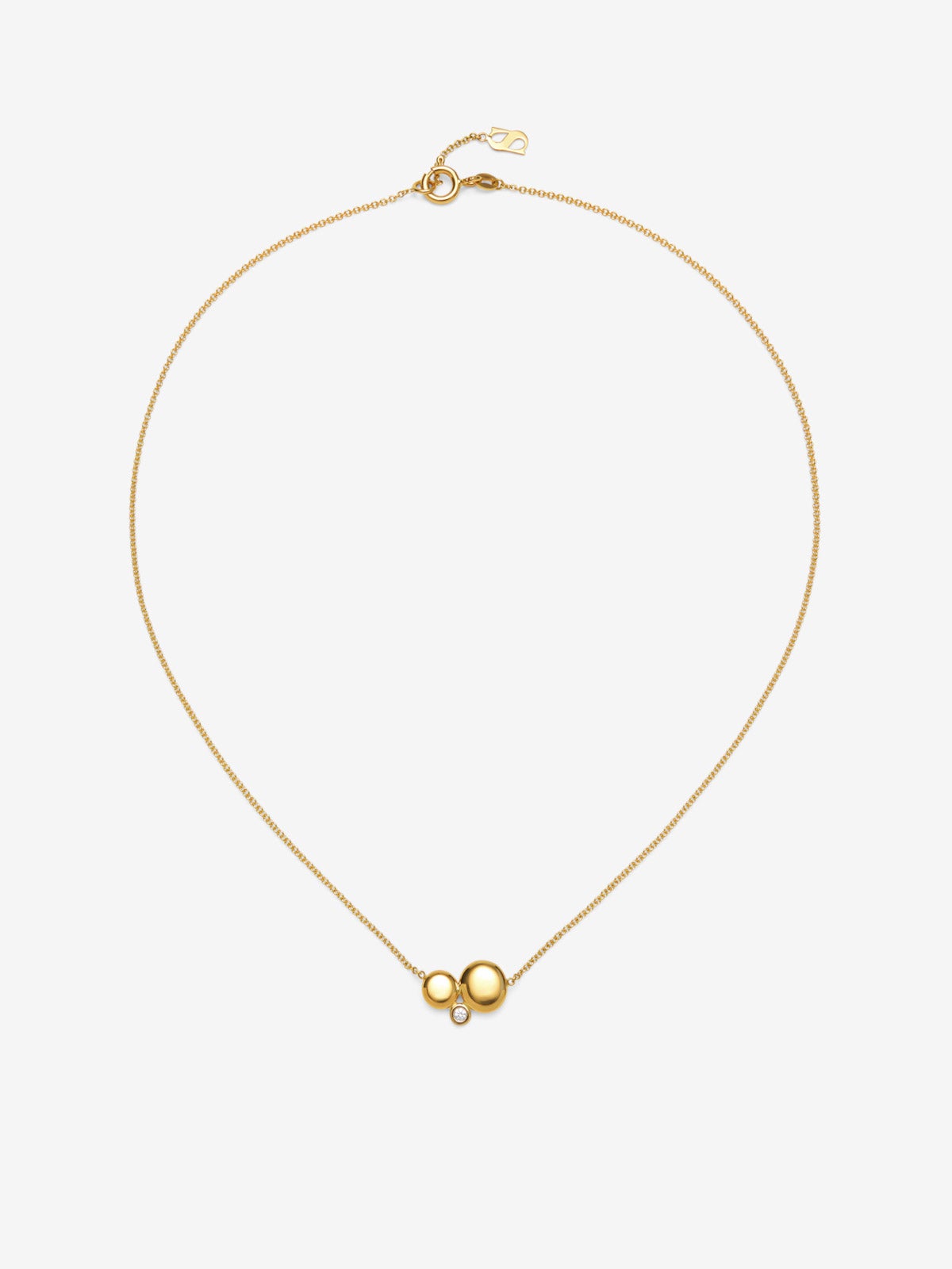 Colgante de oro amarillo de 18K con diamante de 0,03 cts y motivos de esferas