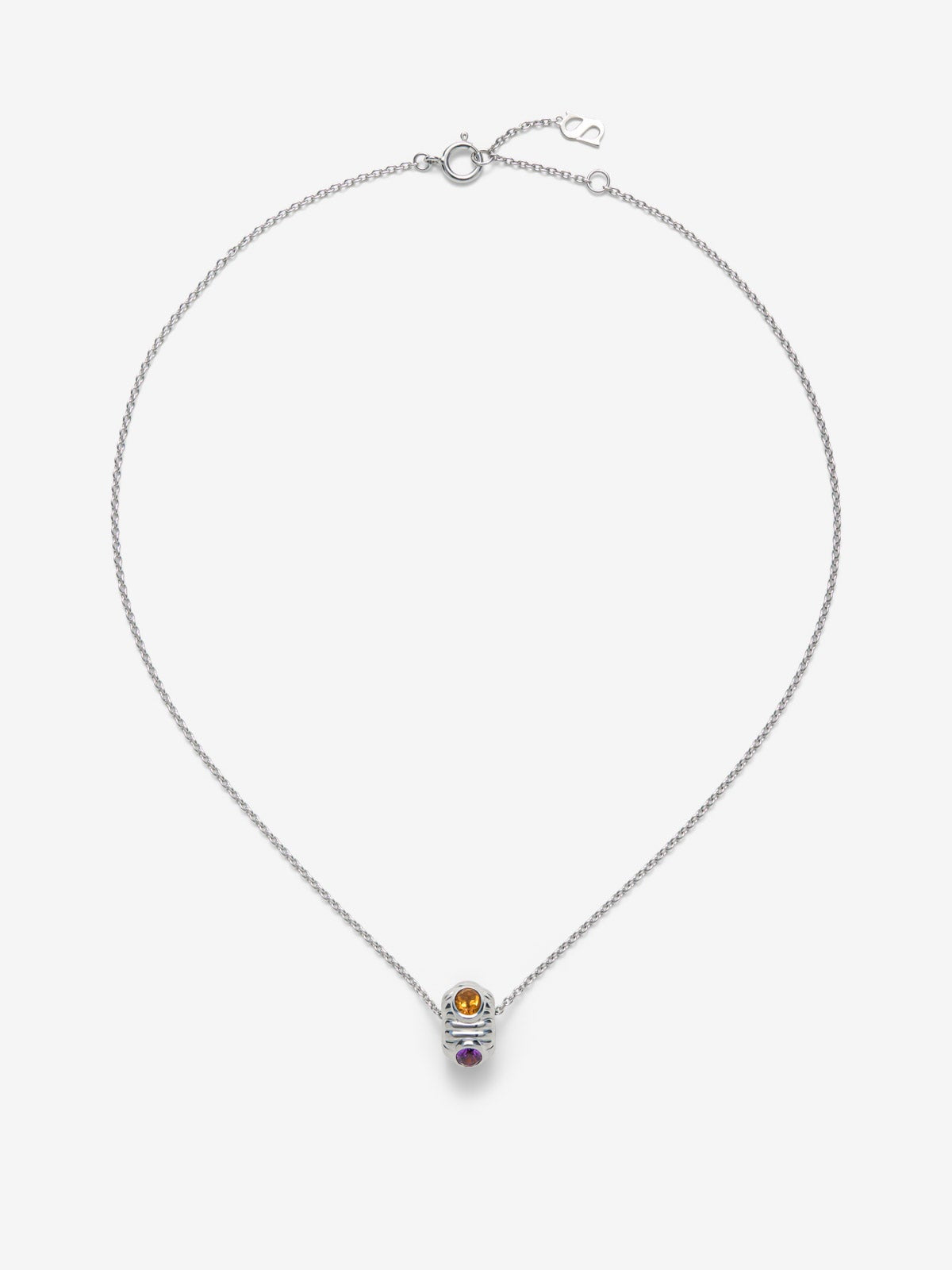 Colgante de plata 925 con cuarzo citrino y amatista morada