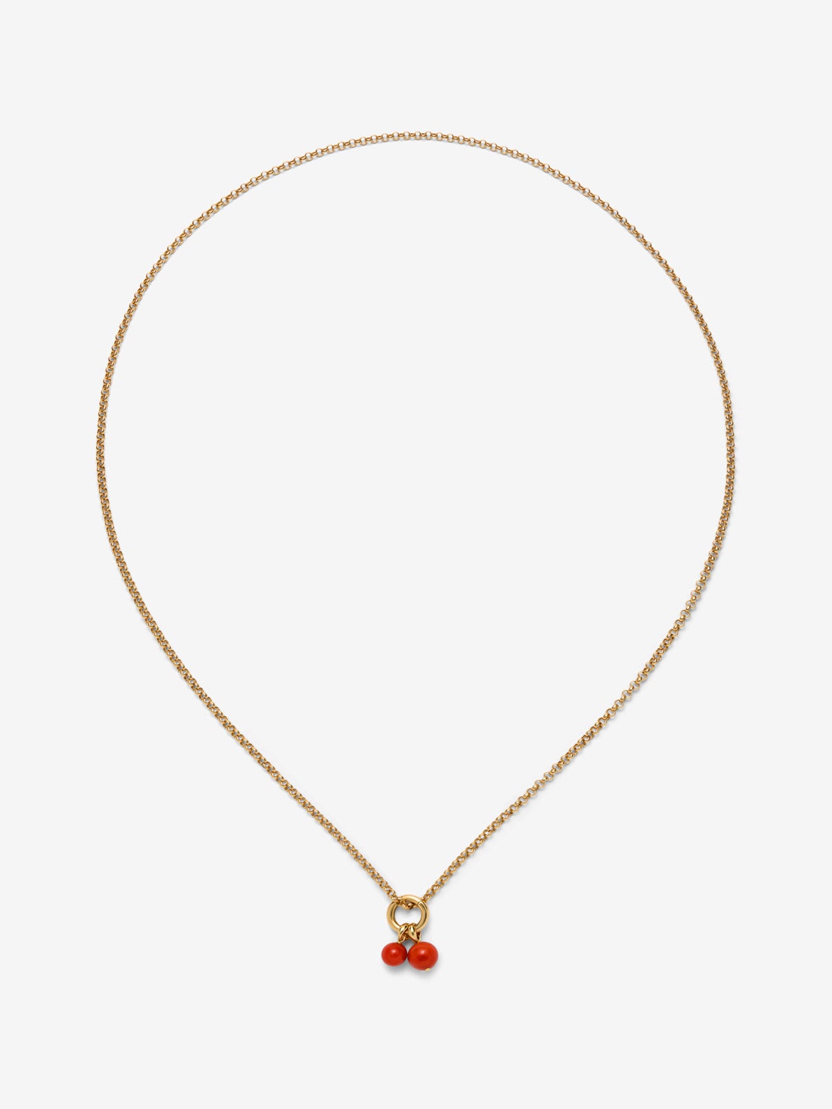 Collar de oro amarillo de 18K con corales de 8 y 10mm