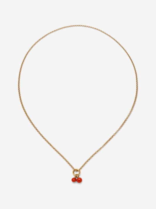 Collar de oro amarillo de 18K con corales de 8 y 10mm