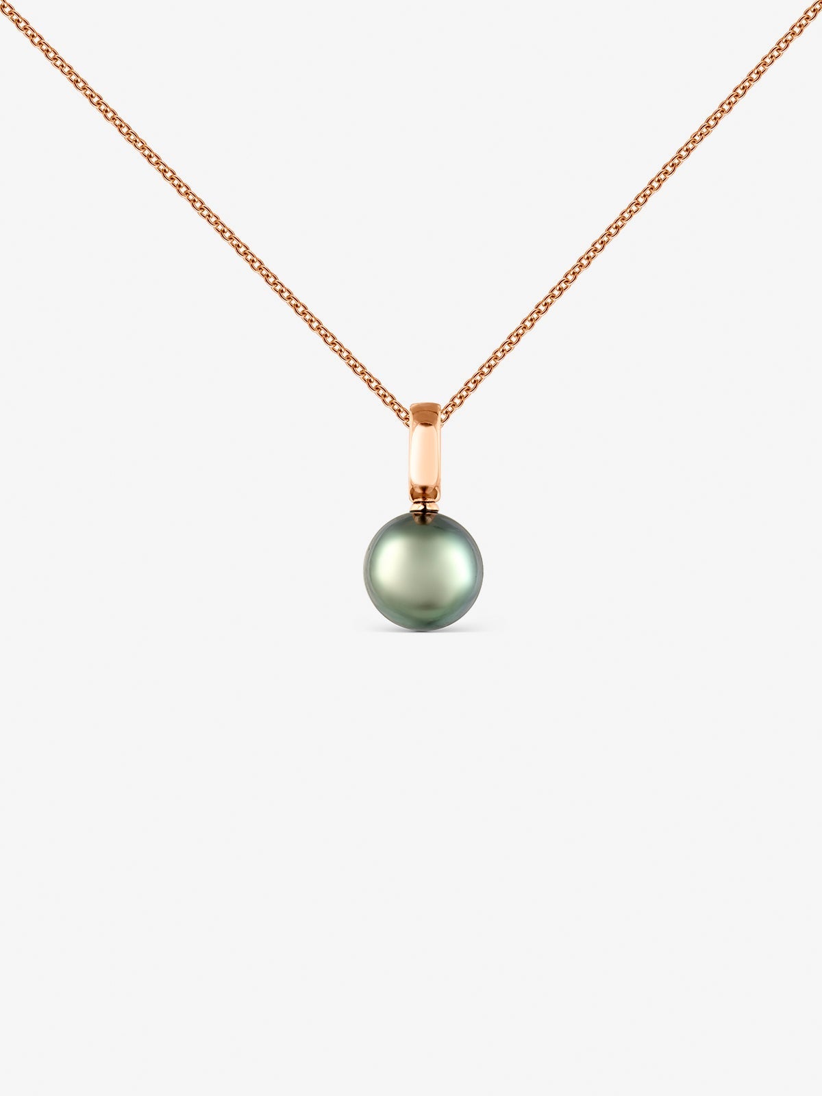 Colgante de oro rosa de 18K con perla de Tahití 9,5mm