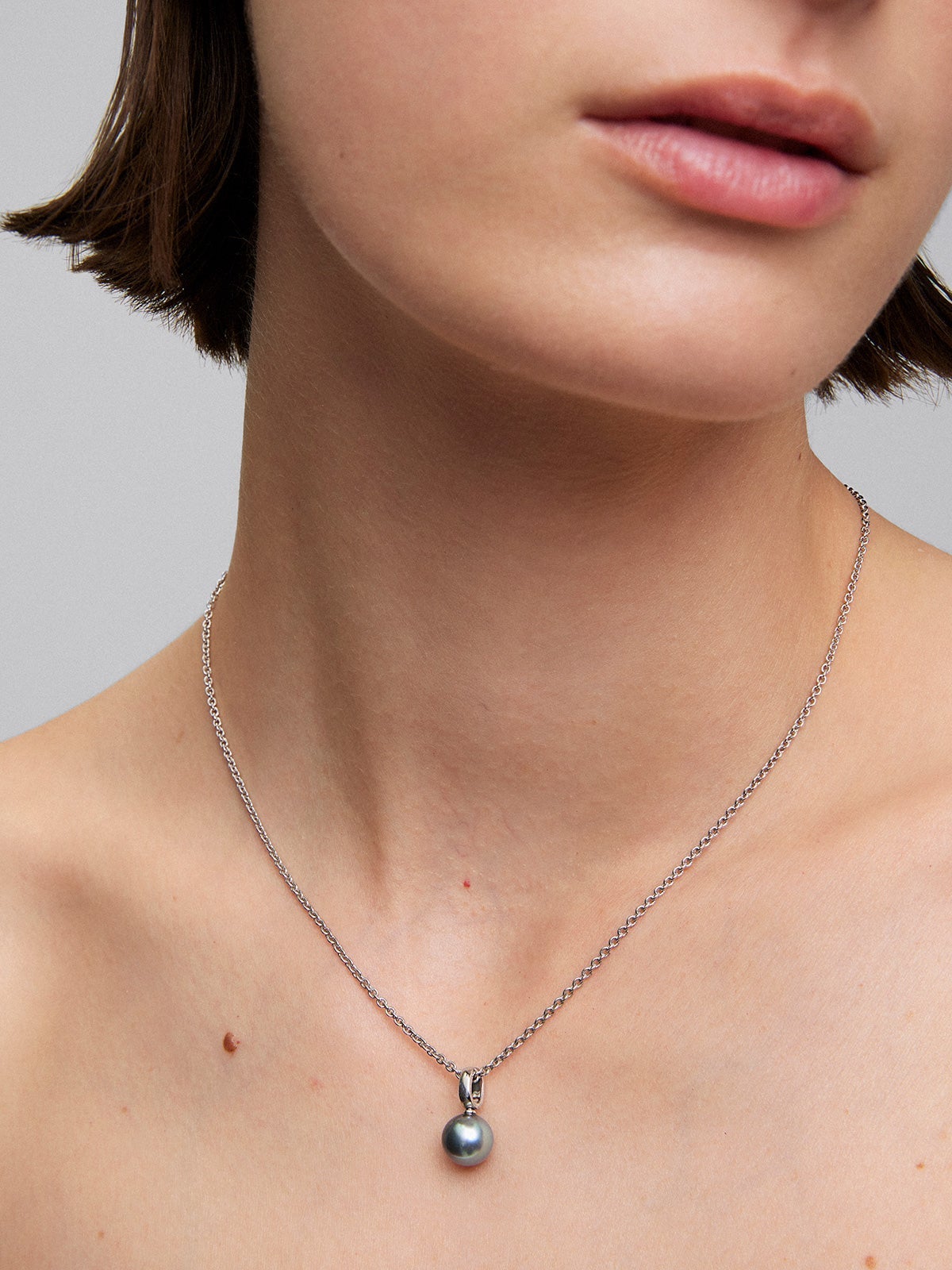 Colgante de cadena de plata 925 con perla de tahiti de 8,5 mm