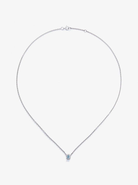 Colgante cadena de oro blanco de 18K con aguamarina y diamante