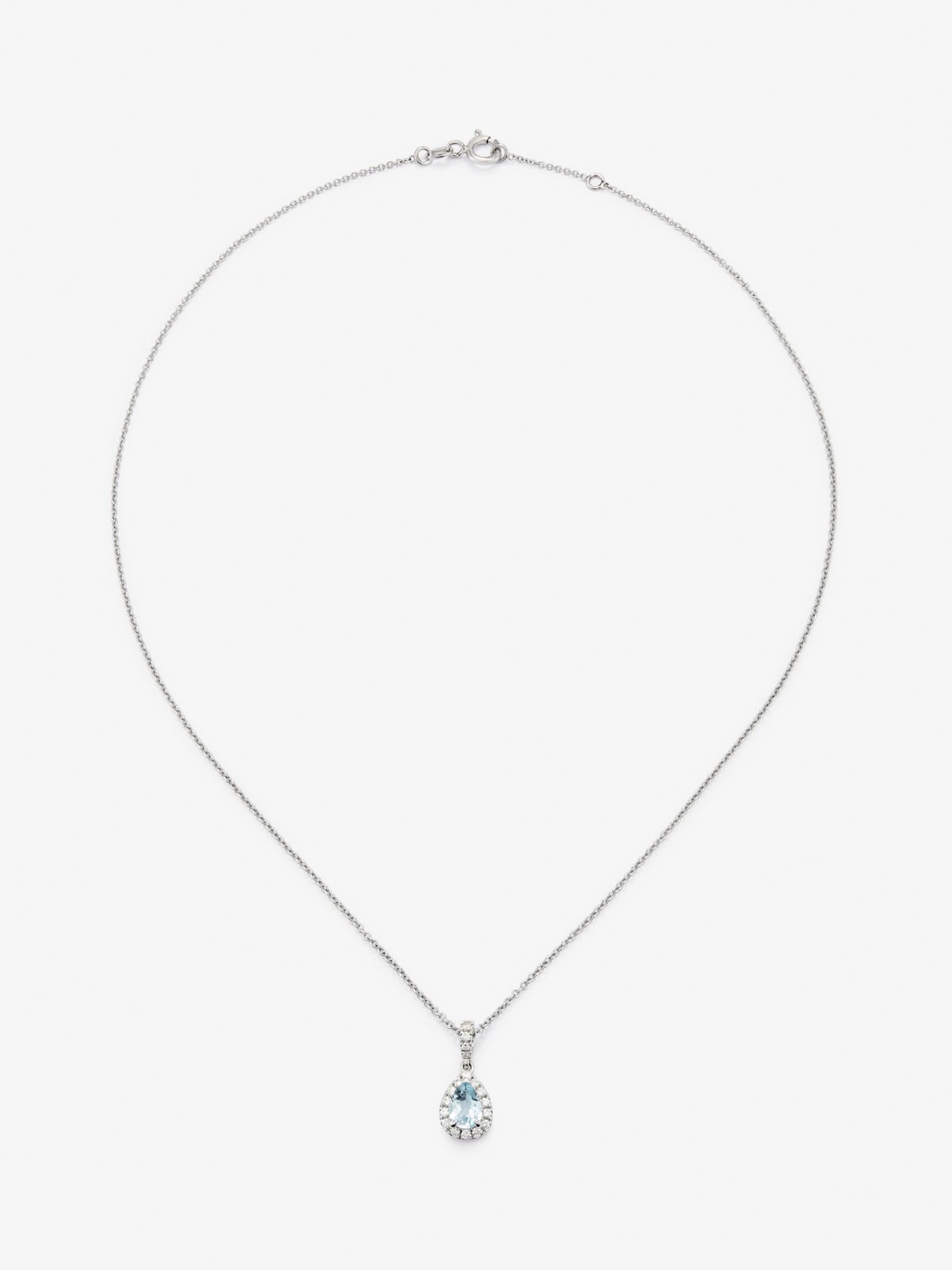 Colgante cadena de oro blanco de 18K con topacio