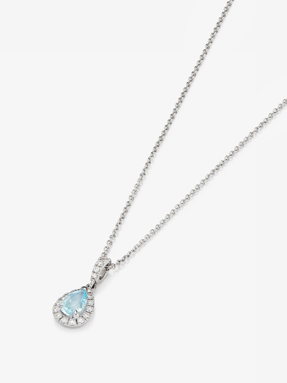 Colgante cadena de oro blanco de 18K con topacio