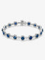 Pulsera rivière de oro blanco de 18K con zafiros azules en talla brillante de 3,95 cts y diamantes blancos en talla brillante de 2,3 cts