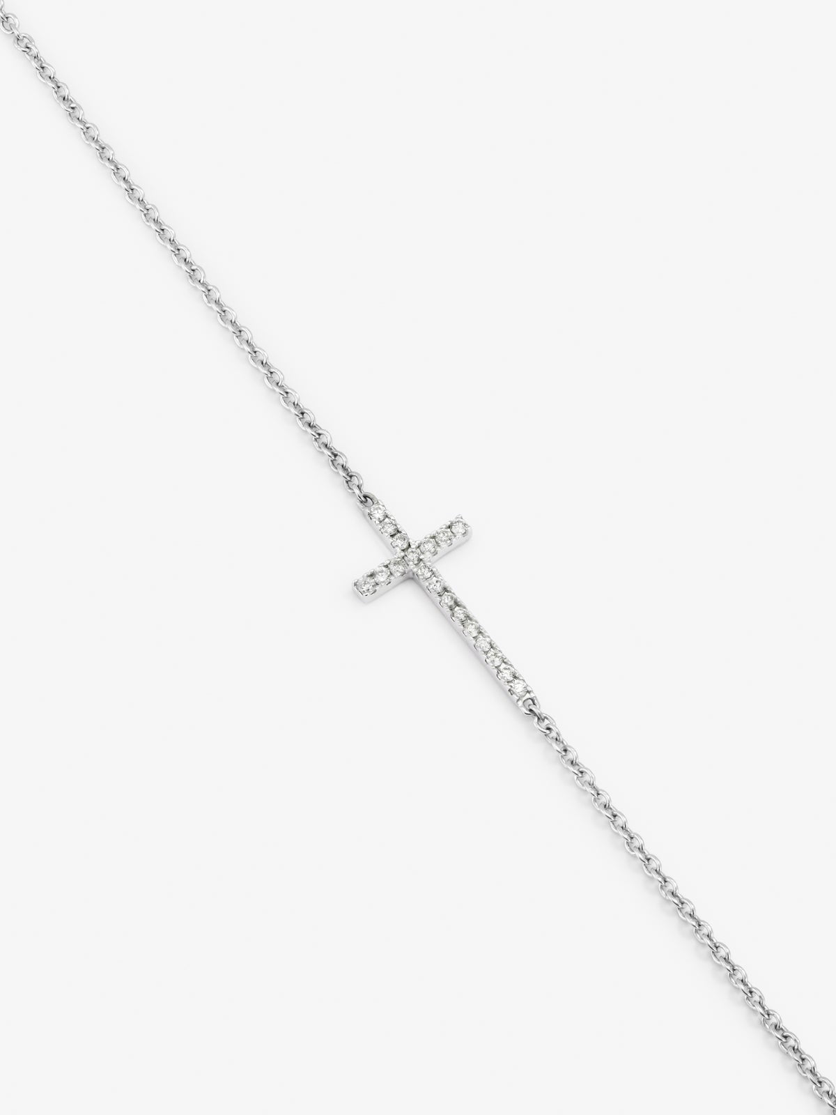 Pulsera cadena cruz de oro blanco de 18K de diamantes
