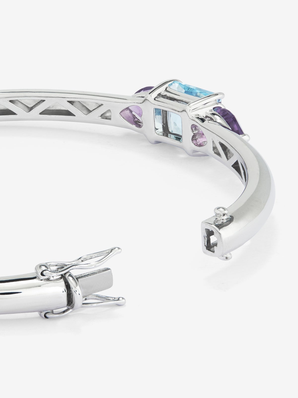 Pulsera rígida de plata 925 con topacio y amatistas