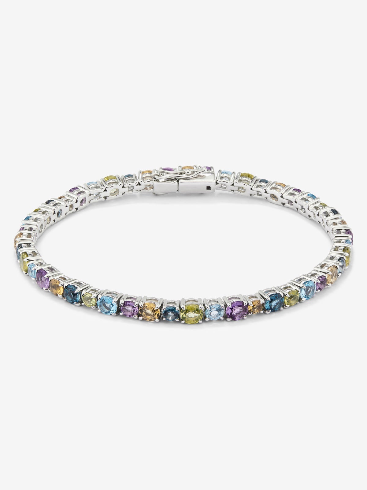 Pulsera riviere de plata 925 con gemas multicolor