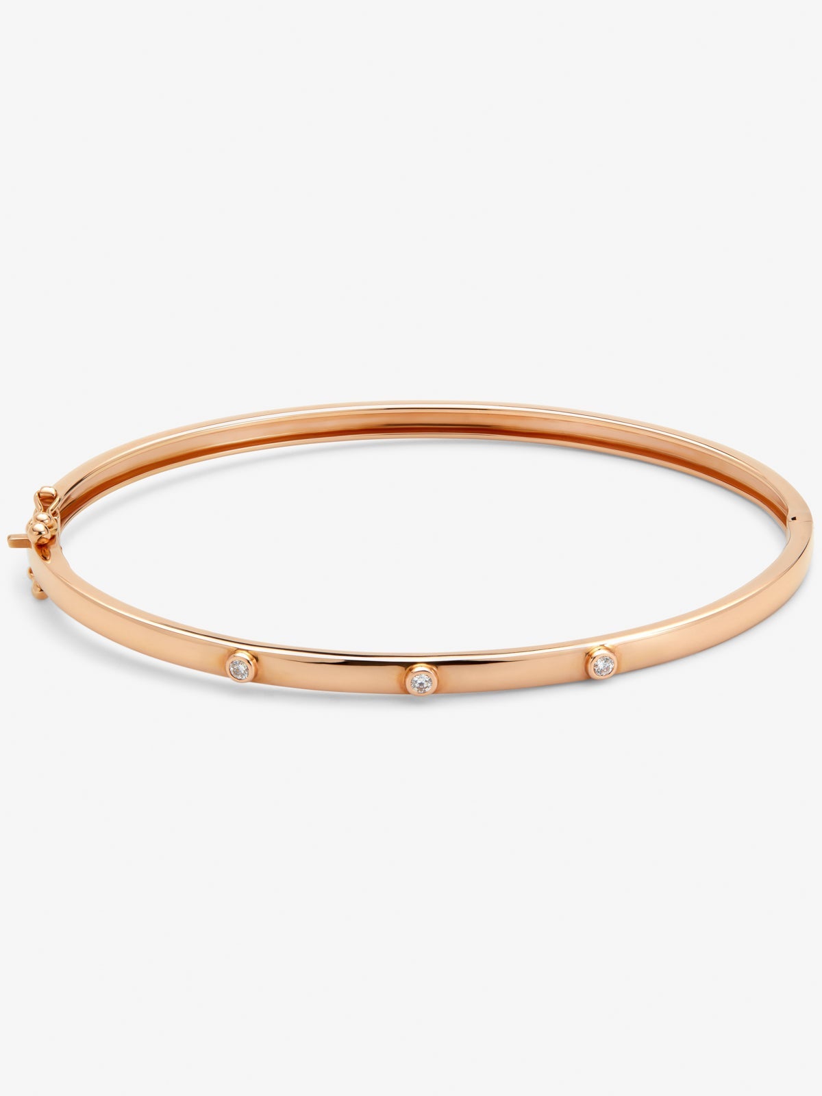 Pulsera rígida de oro rosa de 18K con diamantes en talla brillante de 0,07 cts