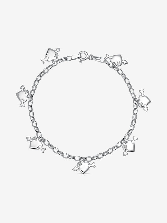 Pulsera de plata 925 con 7 diamantes en talla brillante con un total de 0,05 cts
