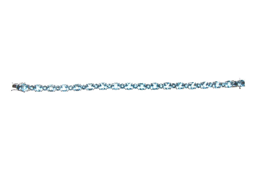 Pulsera rivière de plata 925 con topacios azul london y azul swiss