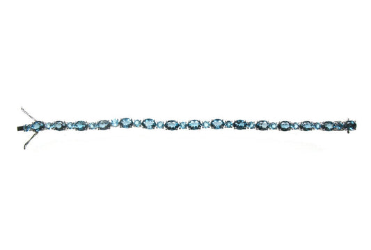 Pulsera rivière de plata 925 con topacios azul london y azul swiss