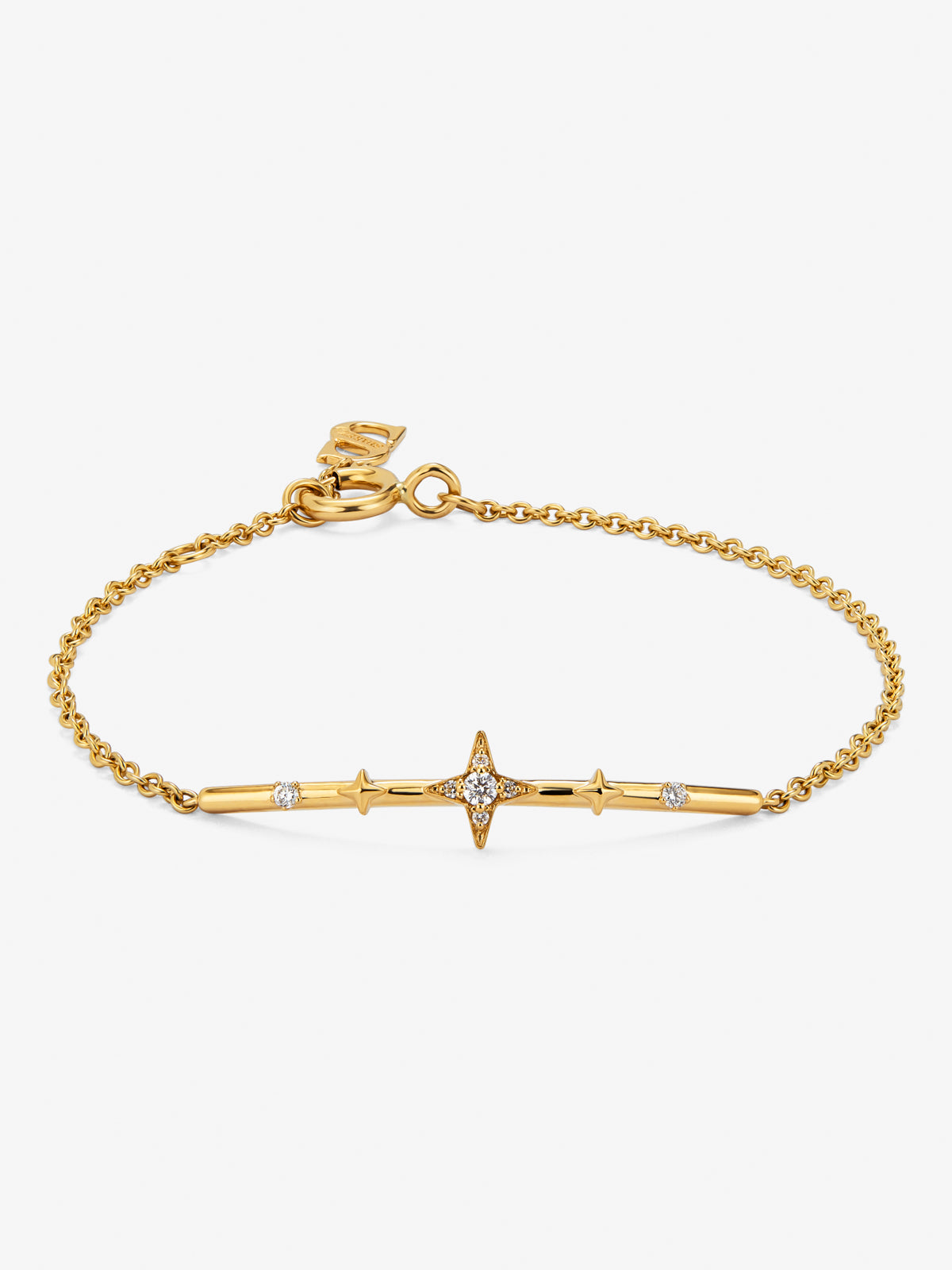 18K yellow gold bracelet with 7 brilliant-cut diamonds with a total of 0.08 cts