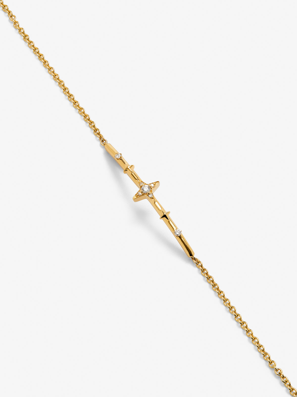 18K yellow gold bracelet with 7 brilliant-cut diamonds with a total of 0.08 cts