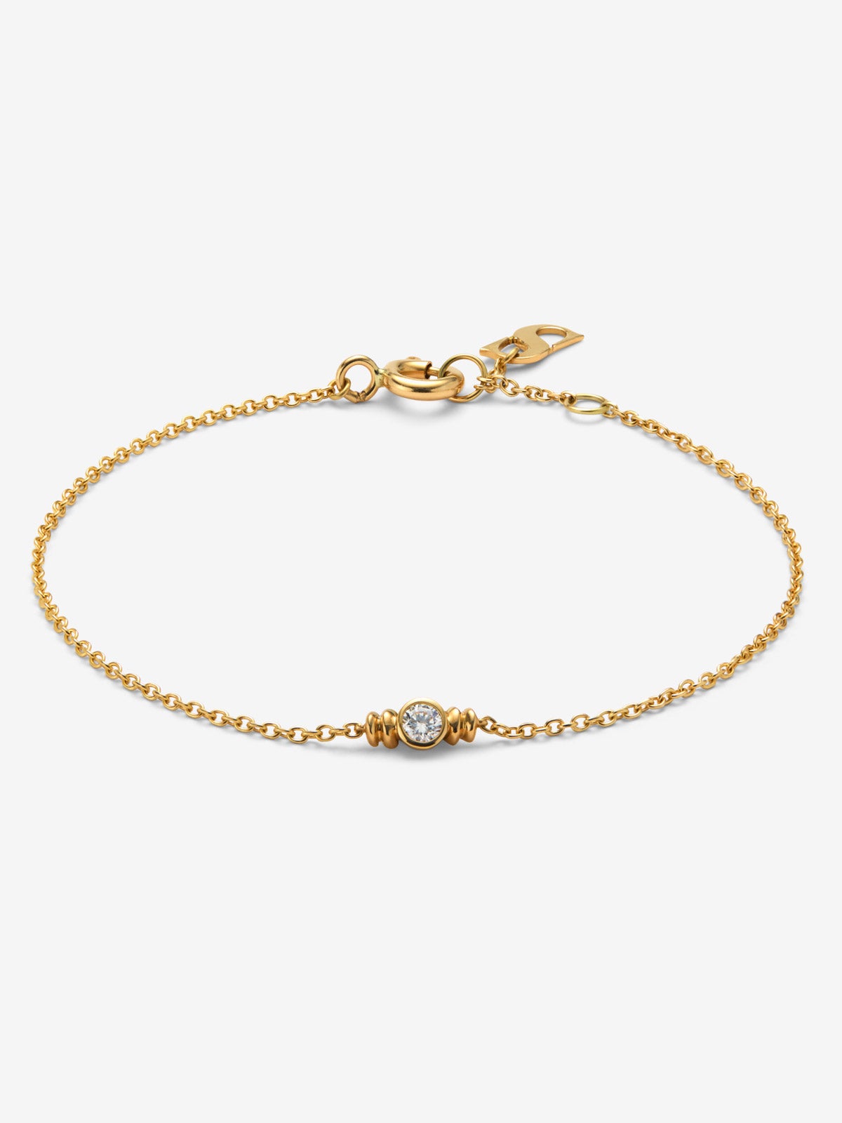Pulsera de oro amarillo con diamante en talla brillante de 0,07 cts