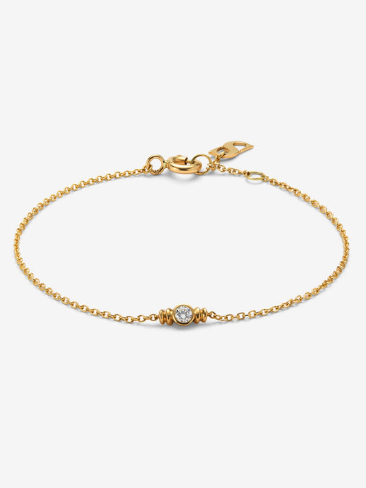 Pulsera de oro amarillo con diamante en talla brillante de 0,07 cts