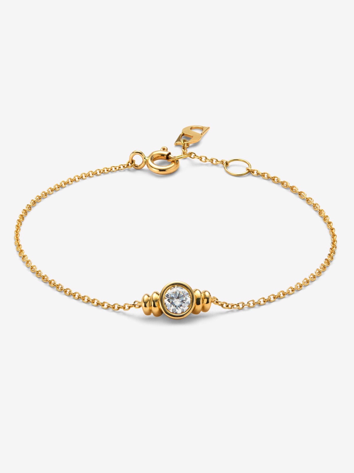 Pulsera de oro amarillo de 18K con diamante en talla brillante de 0,25 cts