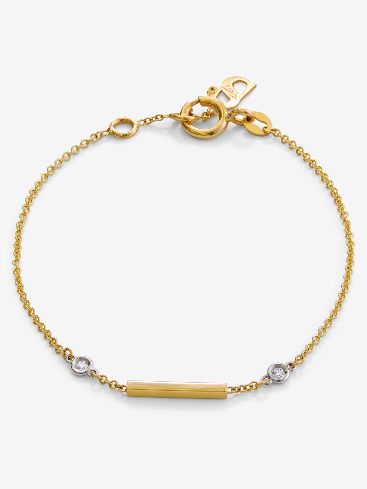 Pulsera de oro amarillo de 18K con 2 diamantes en talla brillante con un total de 0,05 cts