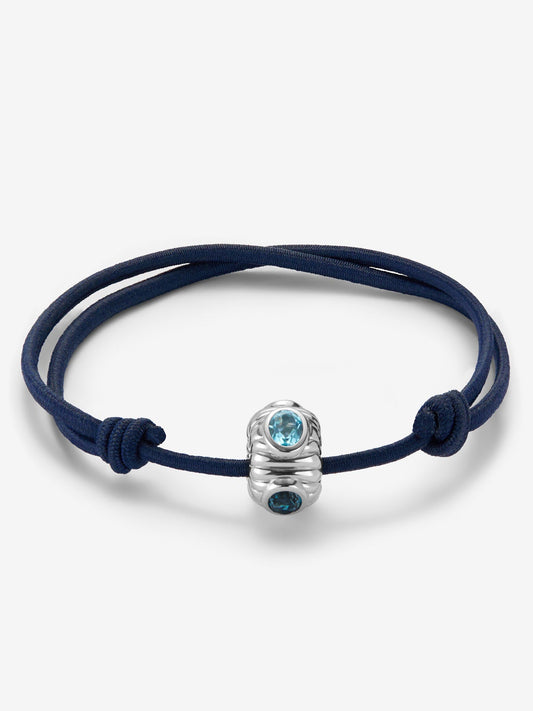 Pulsera abalorio central en plata 925 con topacio azul London y azul swiss