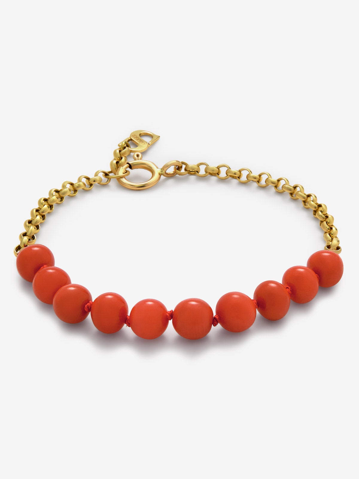 Pulsera de oro amarillo de 18K con corales de 6mm