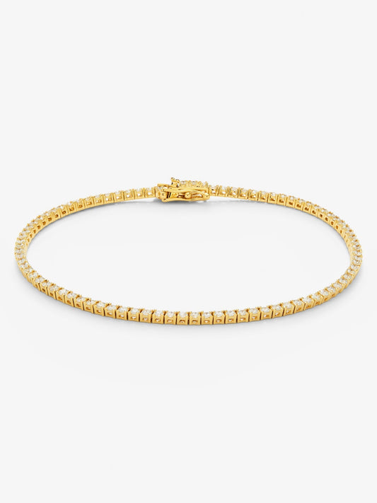 Pulsera rivière de oro amarillo de 18K con diamantes blancos en talla brillante de 1,65 cts