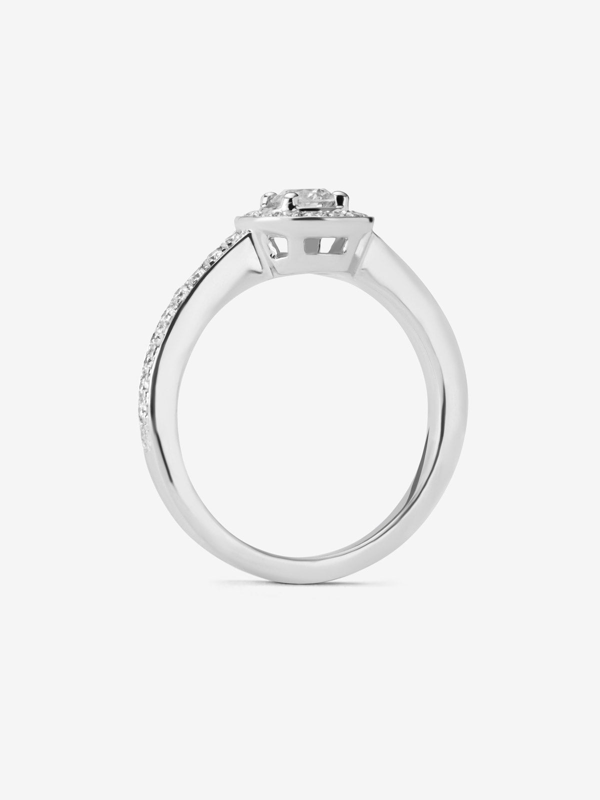 Anillo solitario de compromiso de oro blanco de 18kt con diamante central de 0,30cts