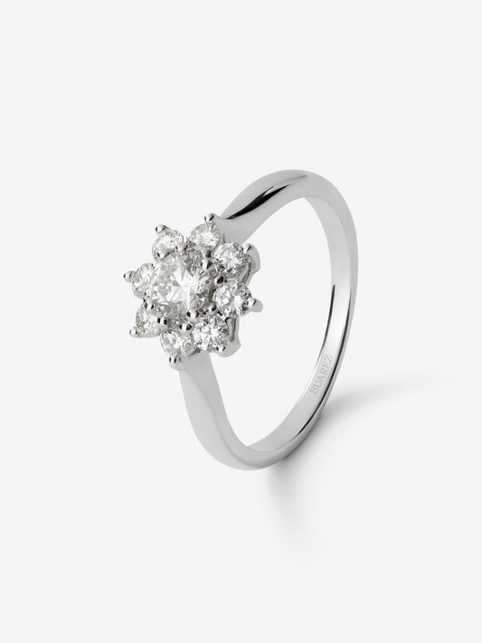 Anillo solitario de compromiso de oro blanco de 18K con diamantes en talla brillante de 0,30 cts