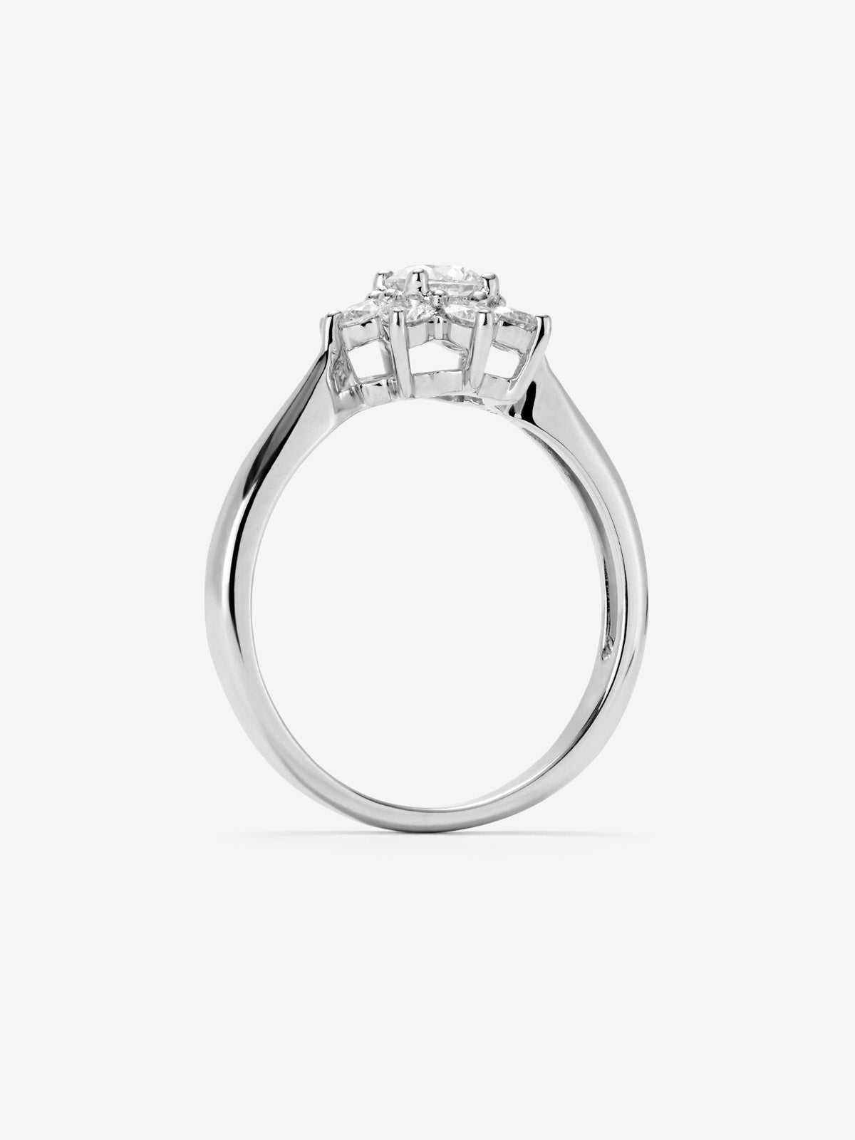 Anillo solitario de compromiso de oro blanco de 18K con diamante central de 0,30 cts