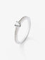 Anillo solitario de compromiso de oro blanco de 18K con diamantes