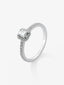 Anillo solitario de compromiso de oro blanco de 18K con diamantes