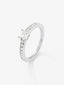 Anillo de oro blanco de 18K con diamantes blancos en talla princesa y brillante de 0,76 cts