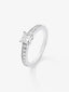 Anillo de oro blanco de 18K con diamantes blancos en talla princesa y brillante de 1,03 cts
