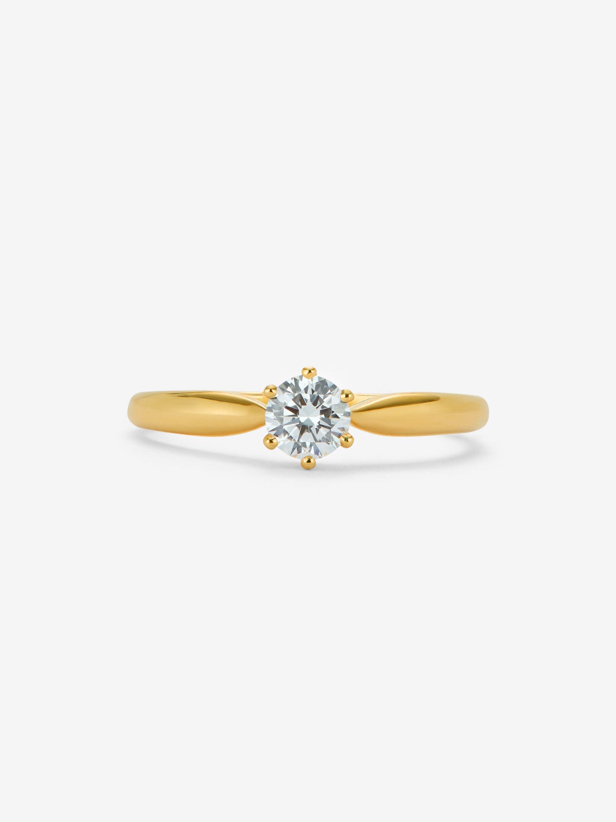 Anillo solitario de oro amarillo de 18K con diamante en talla brillante de 0,2 cts