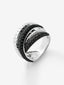 Anillo ancho multibrazo de plata 925 con 213 espinelas negras en talla brillante