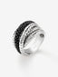 Anillo multibrazo de plata 925 con espinelas negras en talla brillante