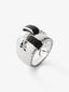Anillo ancho multibrazo de plata 925 con 50 espinelas negras en talla brillante