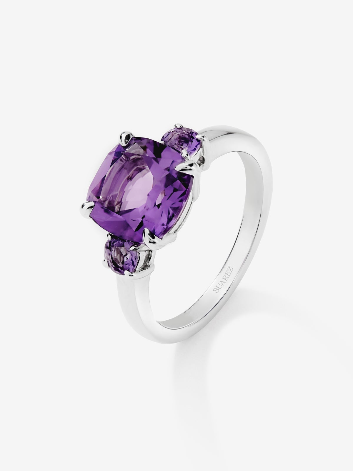 Anillo de plata 925 con amatista morada y topacio azul london