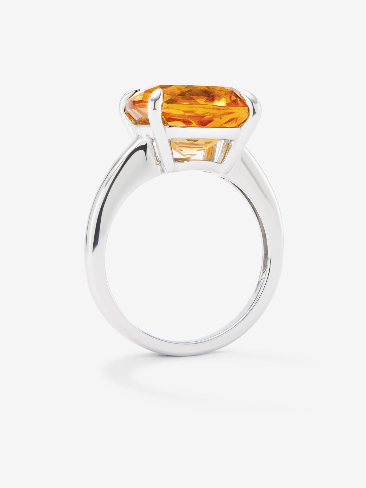 Anillo de plata 925 con cuarzo citrino amarillo en talla cushion de 6,19 cts