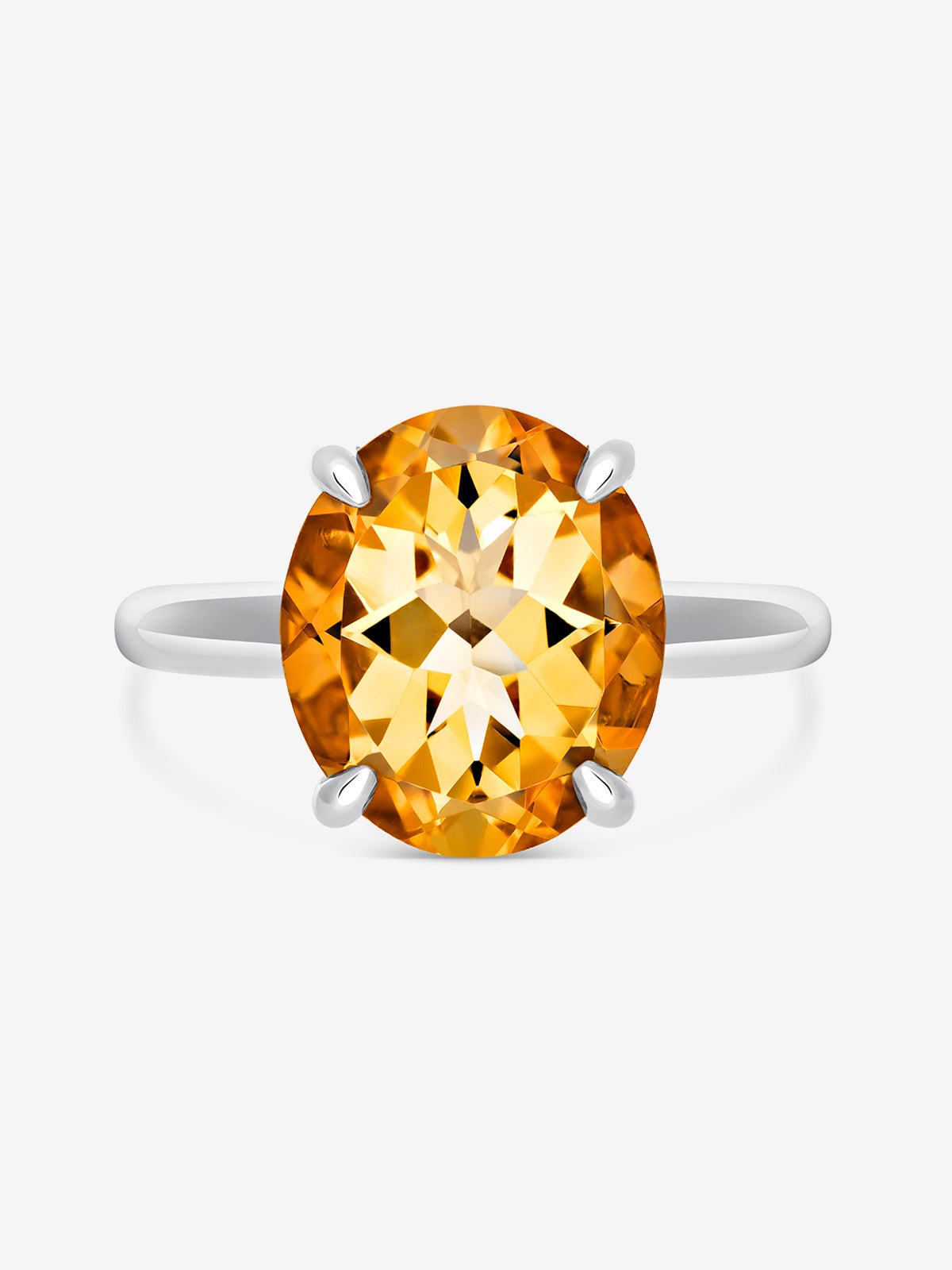 Anillo cocktail de plata 925 con cuarzo citrino en talla oval