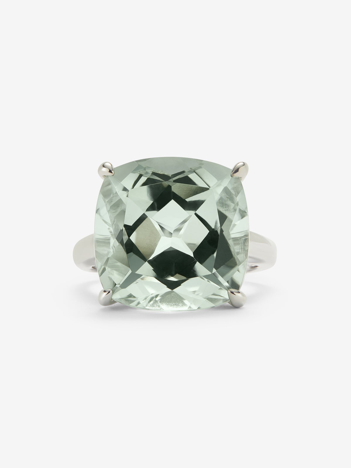Anillo de plata 925 con amatista verde en talla cushion de 11,91 cts