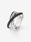 Anillo multibrazo cruzado de plata 925 con espinelas negras en talla brillante
