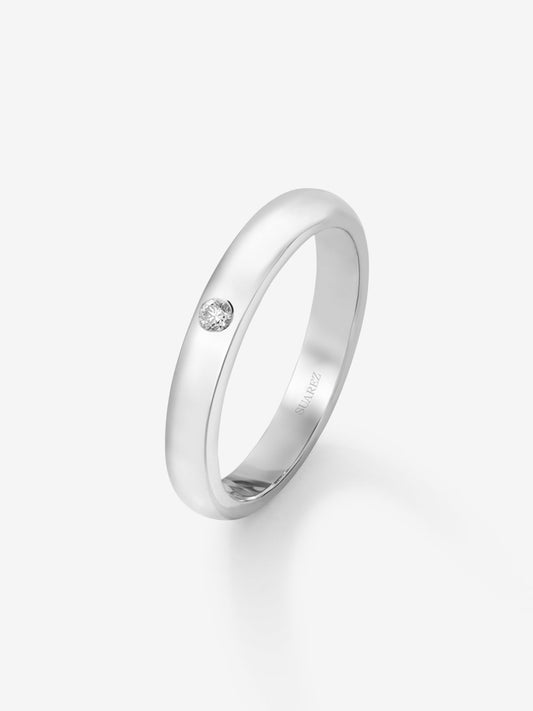 Alianza de oro blanco de 18K con diamante en talla brillante de 0,03 cts