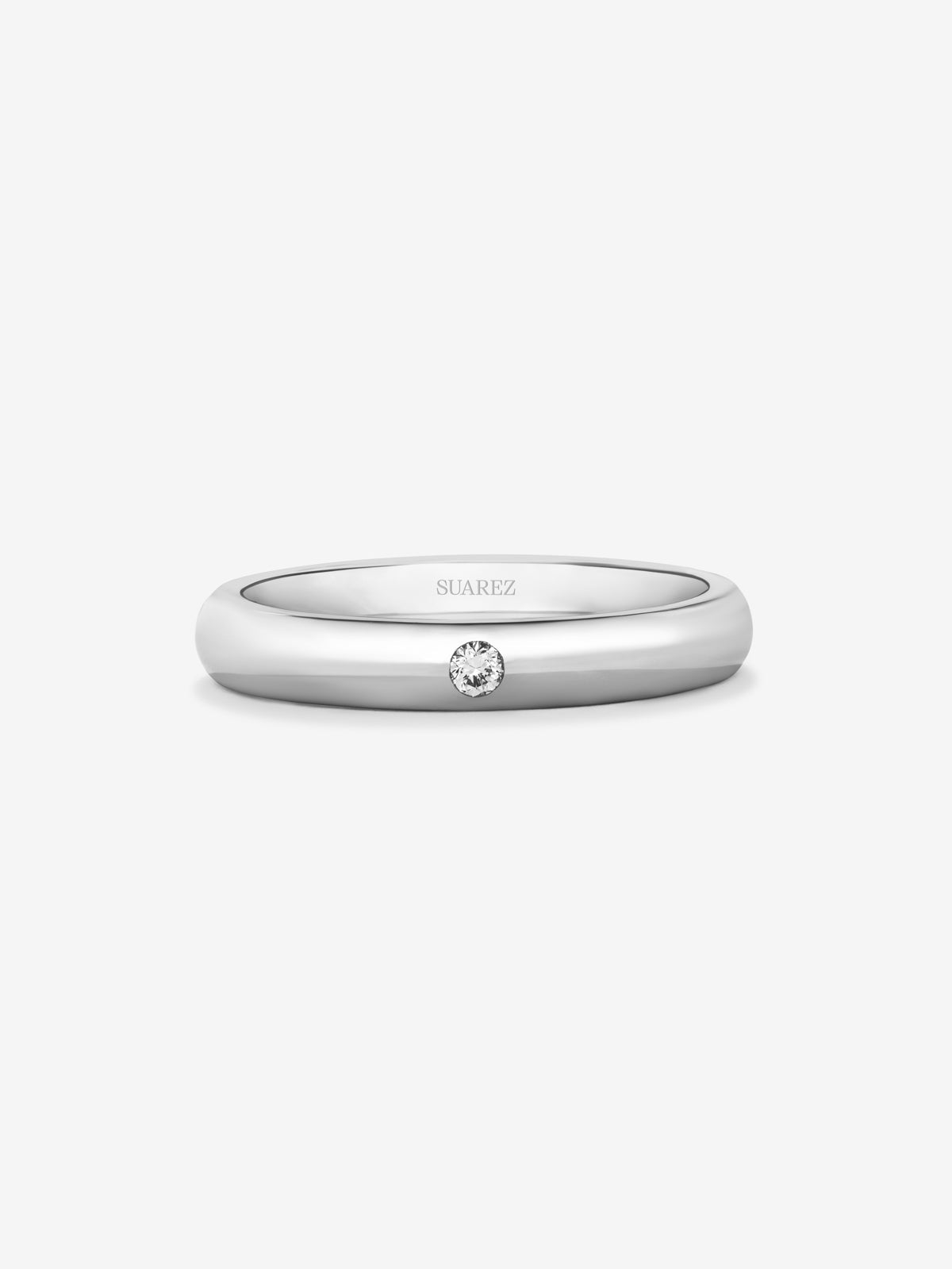 Alianza de oro blanco de 18K con diamante en talla brillante de 0,03 cts