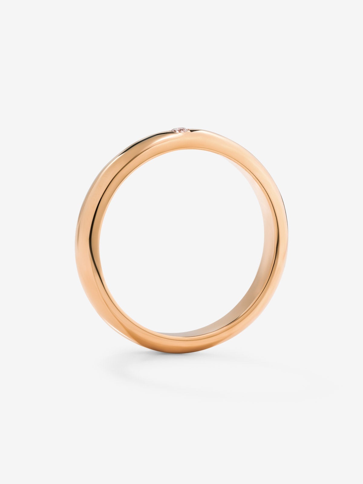 Alianza de oro rosa de 18K con diamante en talla brillante de 0,03 cts