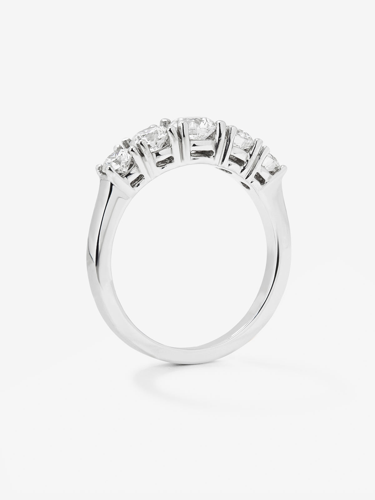 18K White Gold Cinquillo Ring with white 1.2 cts bright size size